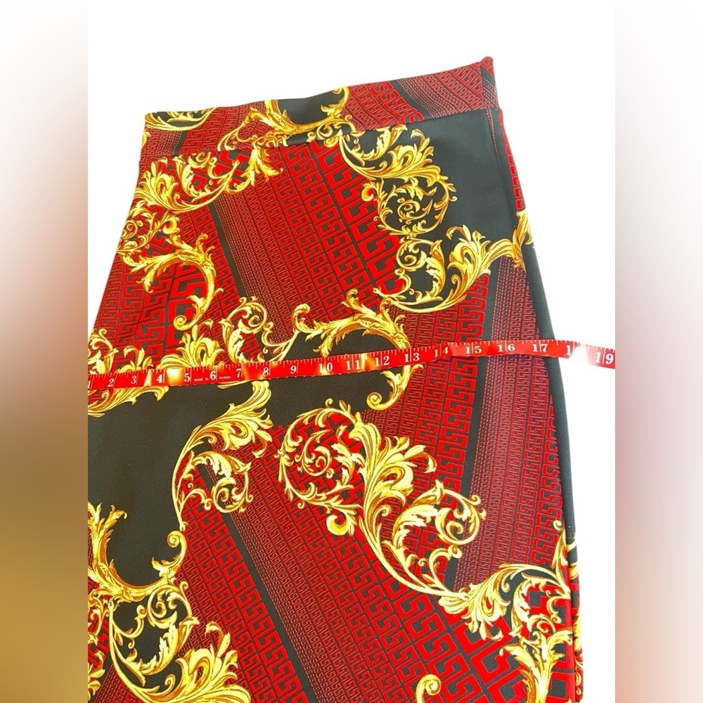 Elegant Red and Gold Women's Pencil Skirt - Picture 4 of 5